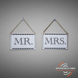 Lot de 2 pancartes Mr & Mrs